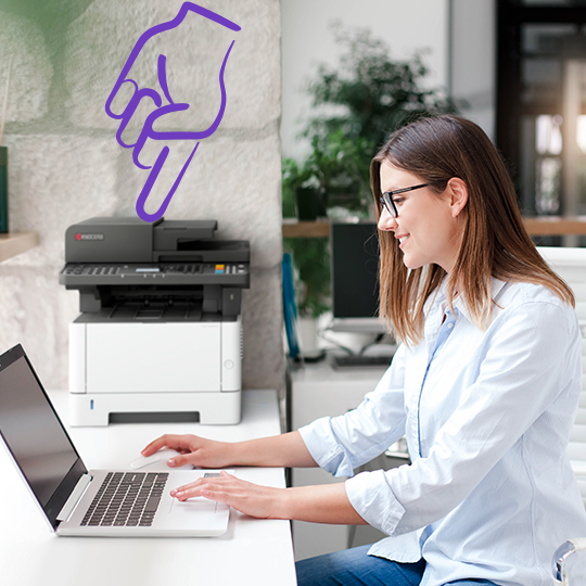 Professional connects to printer using content services.