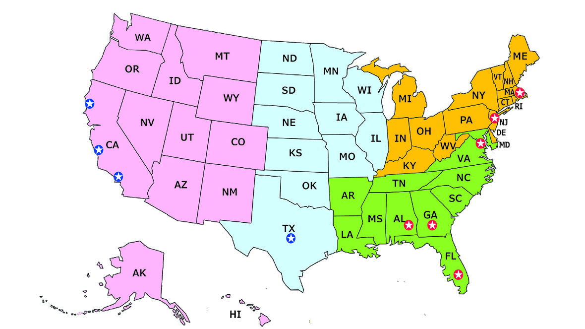 Kyocera AEPA Sales Team Map