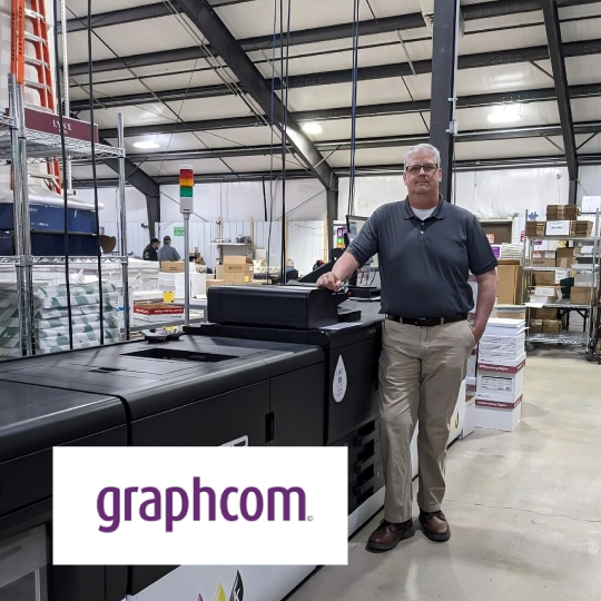 Graphcom direct mail facility using the Kyocera TASKalfa Pro 15000c for high-volume inkjet production printing