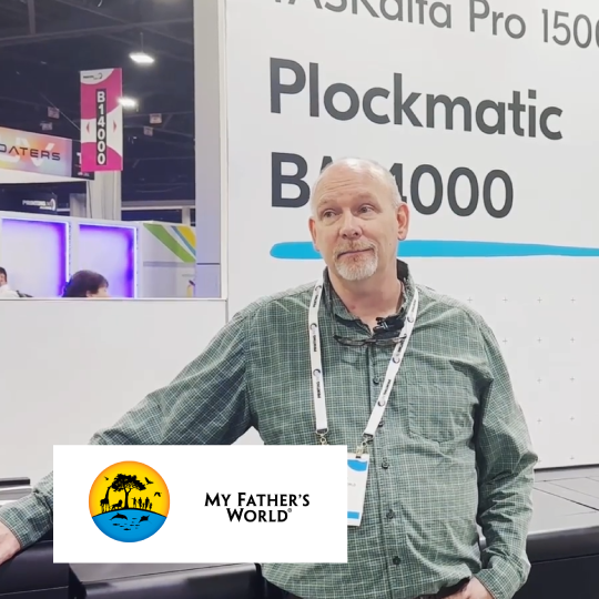 My Father's World commercial printers stood next to the Kyocera TASKalfa Pro 15000c production inkjet printer