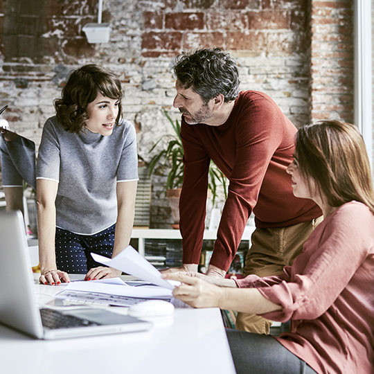 Group discussion at desk