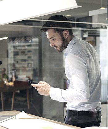 Man looking at smartphone