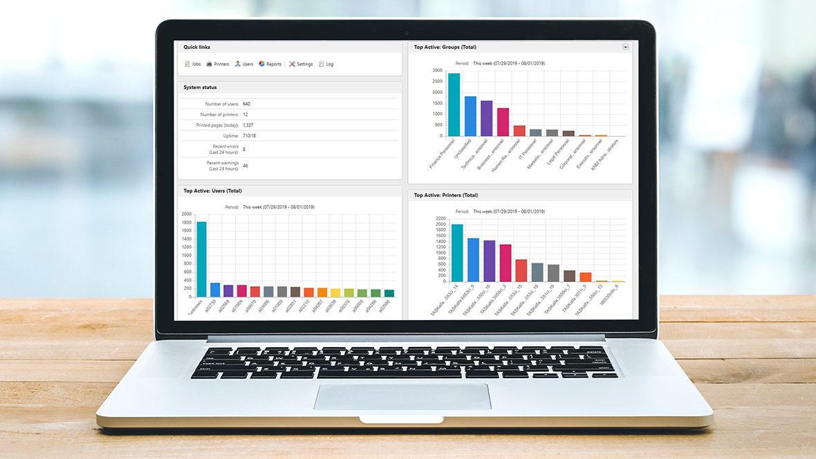 Screenshot of report dashboard on laptop