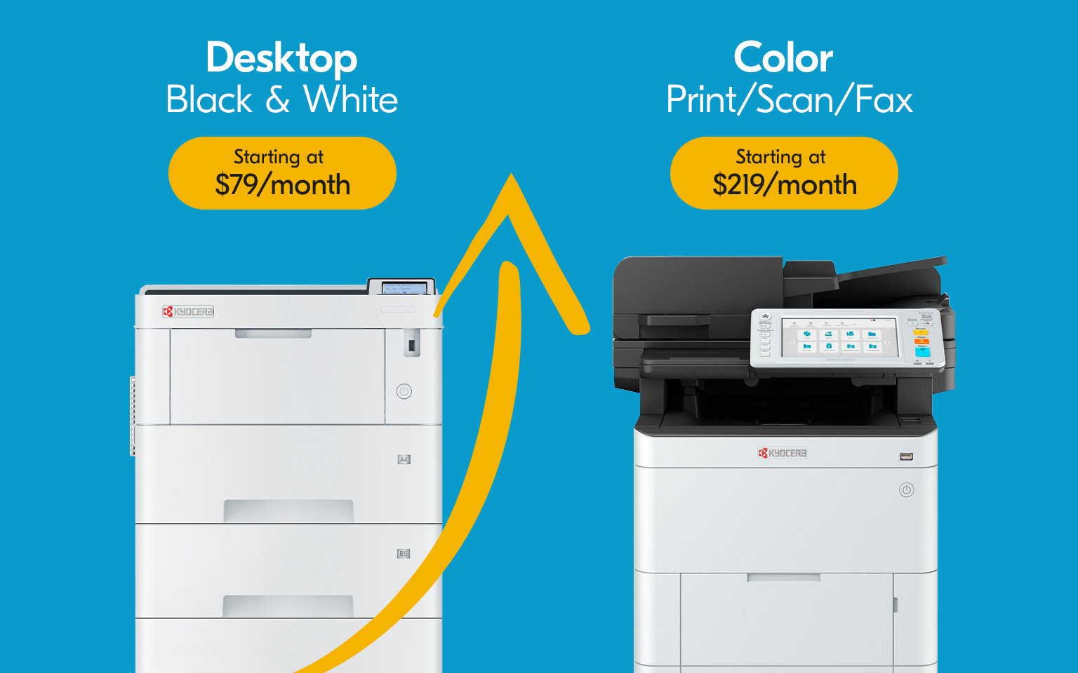 Lease a printer with unlimited printing at a monthly rate.