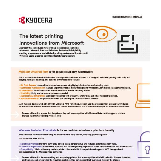 Microsoft Universal Print/ Windows Protected Print | Kyocera